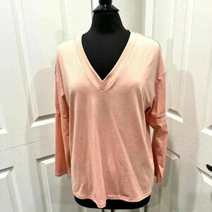 ININ pink, long sleeve shirts with lace enlay sleeves.  NWT, v- neck, comfy